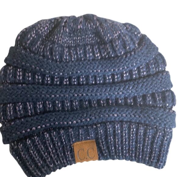 Women's CC Exclusives Beanie - Navy Blue Shimmer - One Size Winter Hat Accessory - Picture 1 of 6